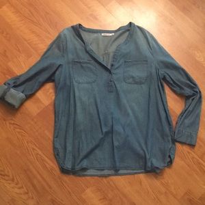 Denim tunic button down shirt